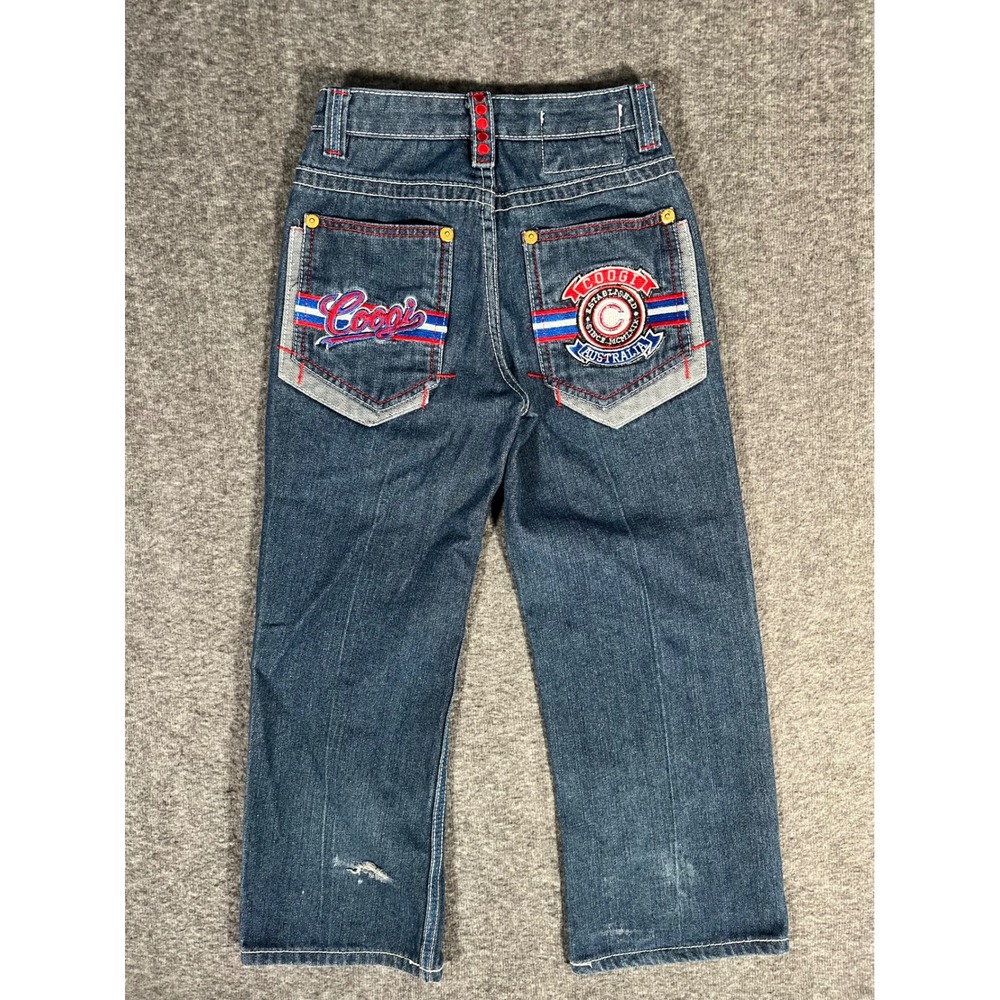 Vintage Coogi Australia Kids Denim Jeans Embroidered Logo Size 8 Hip Hop Style